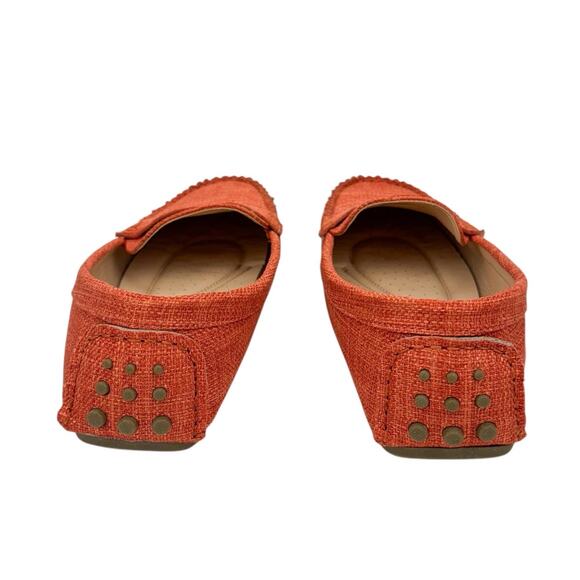 Just Fab Reese Orange Tweed Faux Leather Padded Maccosins Loafers Sz 11 Comfort - Picture 4 of 10